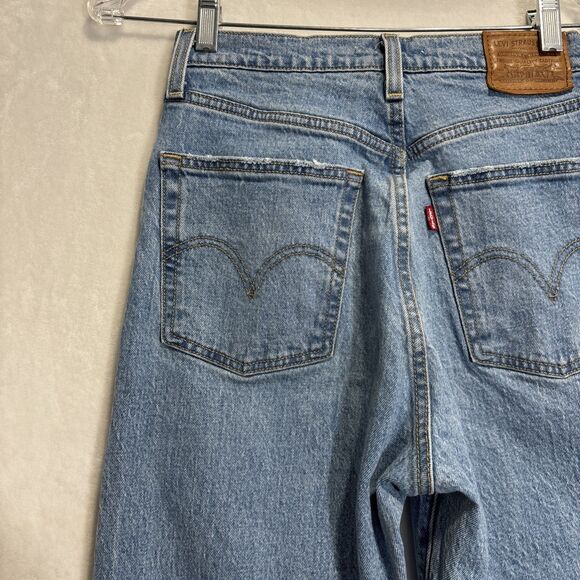 Levi's Premium Jeans Women's 28 Ribcage Straight Ankle High Rise Button Fly Blue - Picture 8 of 16